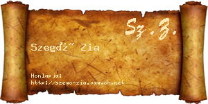 Szegő Zia névjegykártya